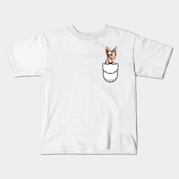 Funny Sphynx Pocket Cat Kids T-Shirt by Pet My Dog